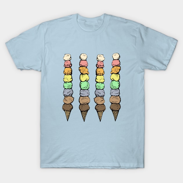 Giant Rainbow Ice Cream Cones T-Shirt by studiogooz